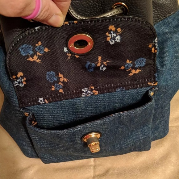 Authentic COACH NEW Mini Billie Backpack denim/leather mix - Picture 3 of 8